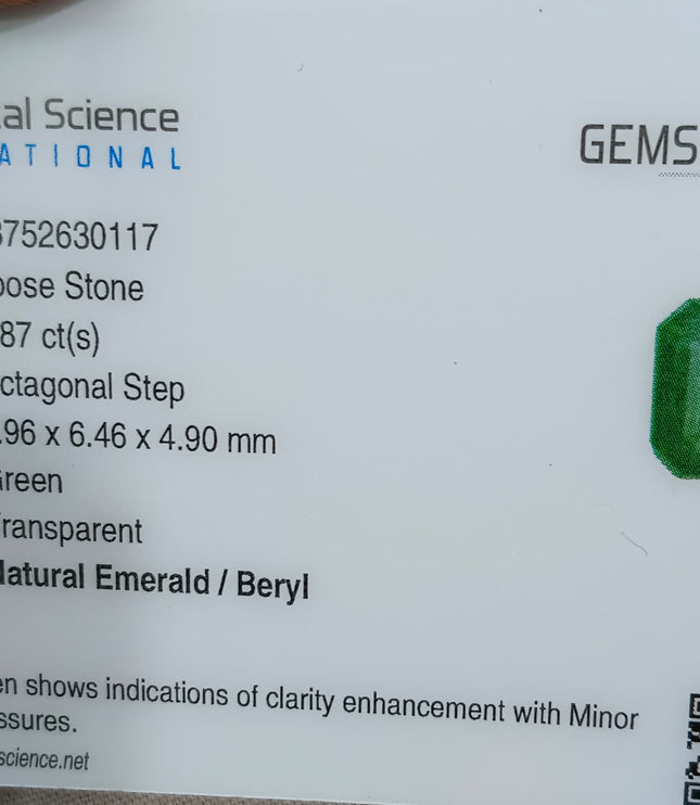Zambian Emerald 1.87ct Natural Certified Deep Green Octagon Cut Gemstone