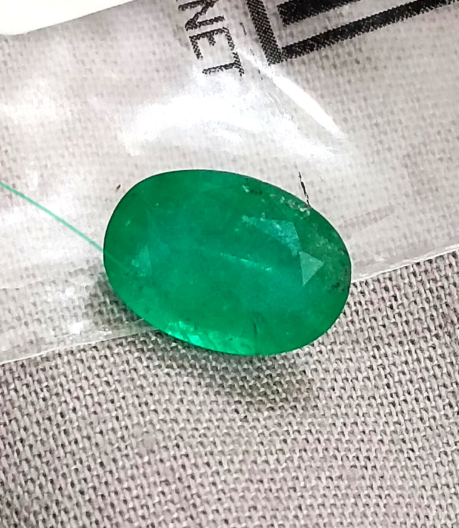 2.48ct Certified Zambian Emerald Natural Medium Deep Velvet Green Oval Cut Loose Gemstone
