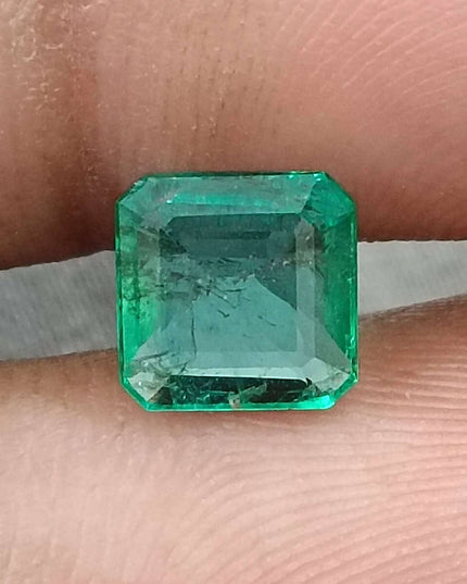 1.38ct Natural Zambian Emerald GSI Certified Minor Oiled Loose Gemstone