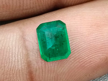 1.44ct Deep Green Zambian Emerald, Certified Natural Octagon Cut Loose Stone