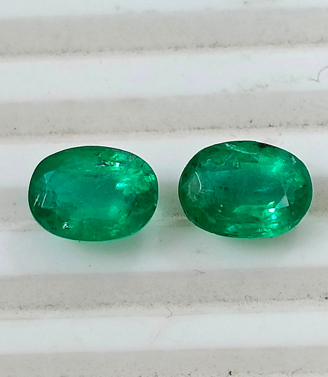 Emerald Pair 3.56ct Matching Vivid Green Natural Gemstones