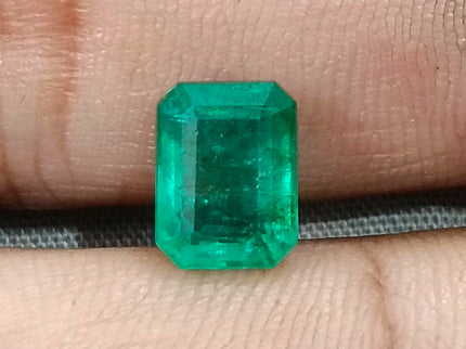 2.85ct Zambian Emerald, Certified Natural Medium Deep Green Octagon Cut Gemstone