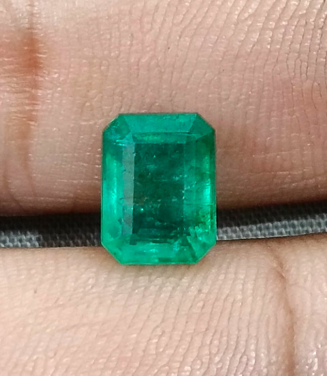 2.85ct Zambian Emerald, Certified Natural Medium Deep Green Octagon Cut Gemstone