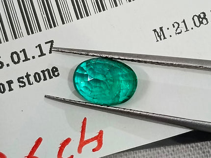 Certified 1.26ct Natural Zambian Emerald Medium Bright Green Oval Cut Loose Gemstone