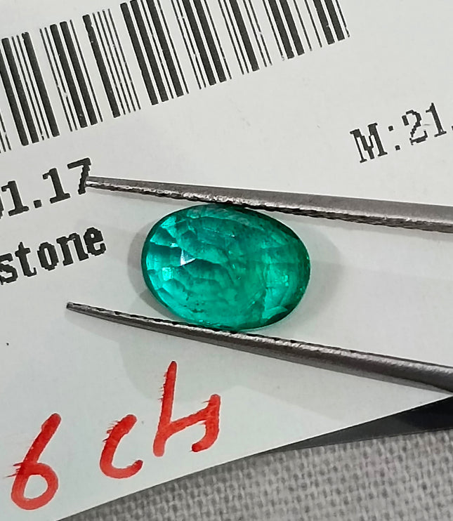 Certified 1.26ct Natural Zambian Emerald Medium Bright Green Oval Cut Loose Gemstone