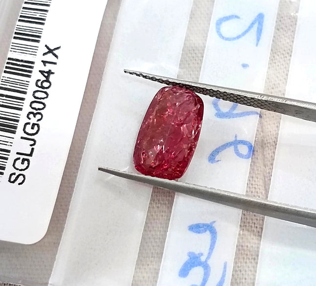 2.96ct Unheated Mozambique Ruby Rasberry Red SGL Certified Cushion Cut Loose Gemstone