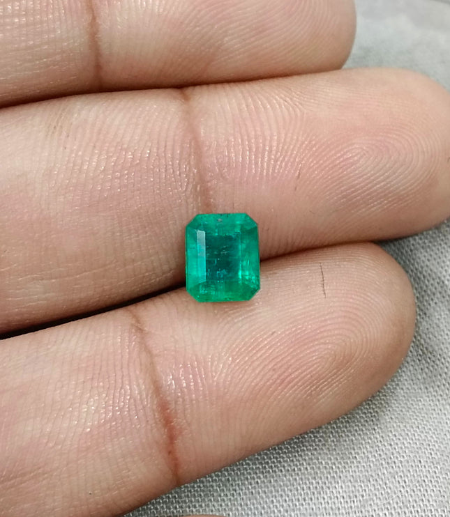 Zambian Emerald 1.97ct Certified Natural Medium Deep Green Octagon Cut Gemstone