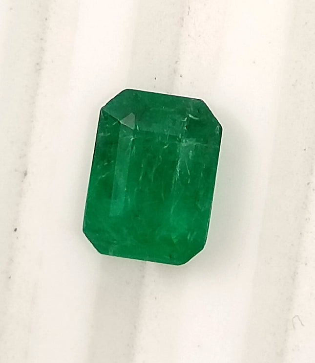 Zambian 1.65ct Deep Vivid Green Certified Natural Octagon Cut Loose Stone