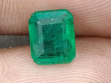 Zambian Emerald 1.60ct Natural Deep Glass Green Octagon Cut Loose Gemstone