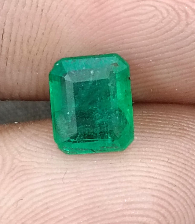 Zambian Emerald 1.60ct Natural Deep Glass Green Octagon Cut Loose Gemstone