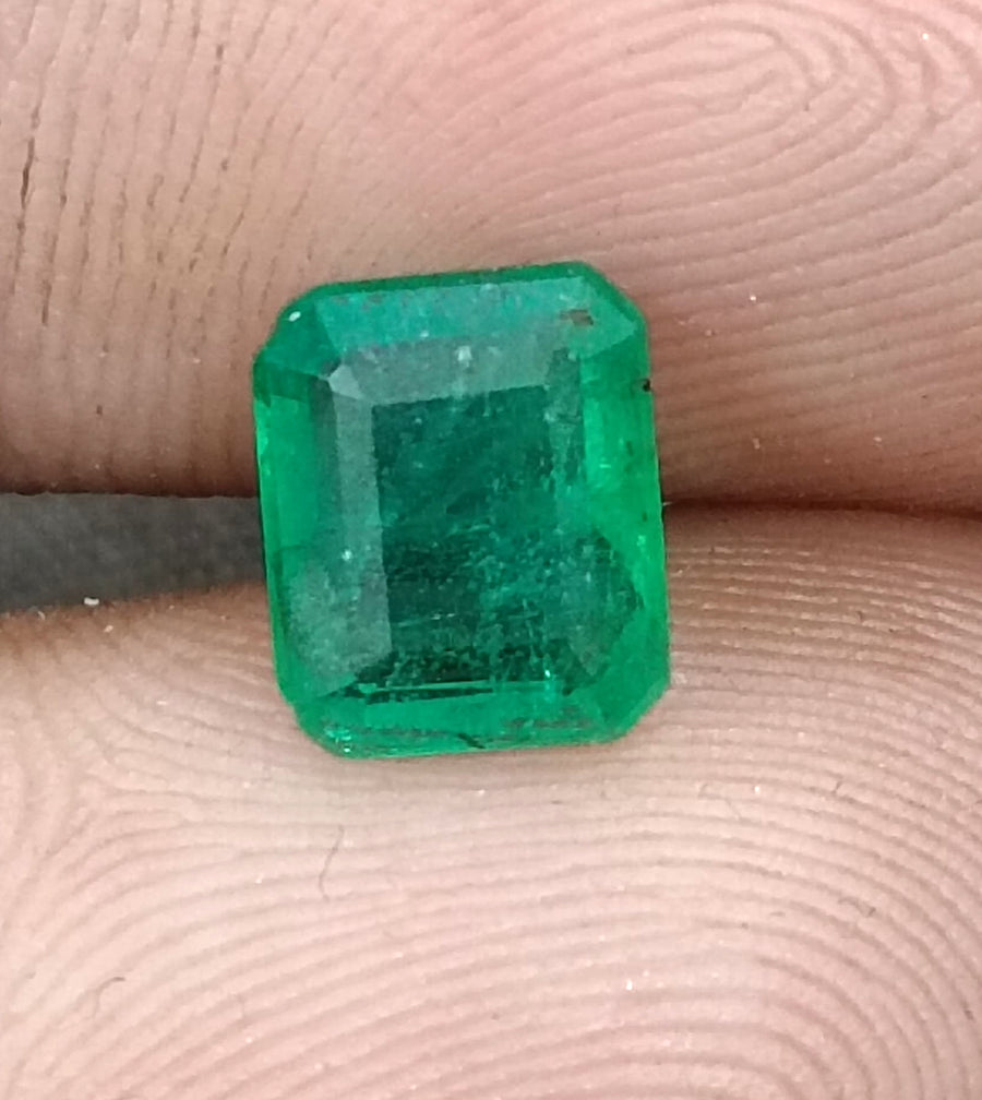 Zambian Emerald 1.60ct Natural Deep Glass Green Octagon Cut Loose Gemstone