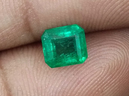 1.35ct Zambian Emerald, Natural Certified Deep Green Emerald cut Loose Stone