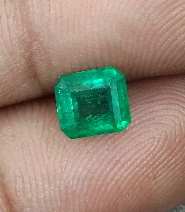 1.35ct Zambian Emerald, Natural Certified Deep Green Emerald cut Loose Stone