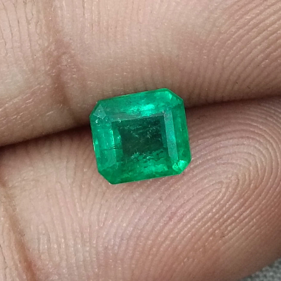 1.35ct Zambian Emerald, Natural Certified Deep Green Emerald cut Loose Stone
