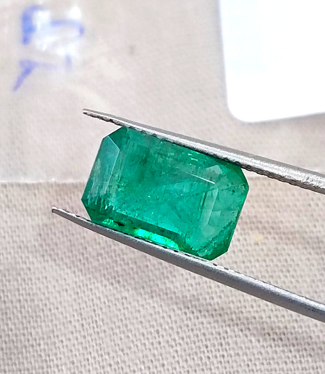 3.08ct Natural Emerald Medium Deep Green Zambian SGL certified Octagon Cut Gemstone