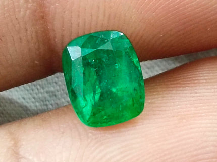 Panjshir Emerald 2.07ct Vivid Medium Deep Green Certified Natural Cushion Cut Loose Gemstone
