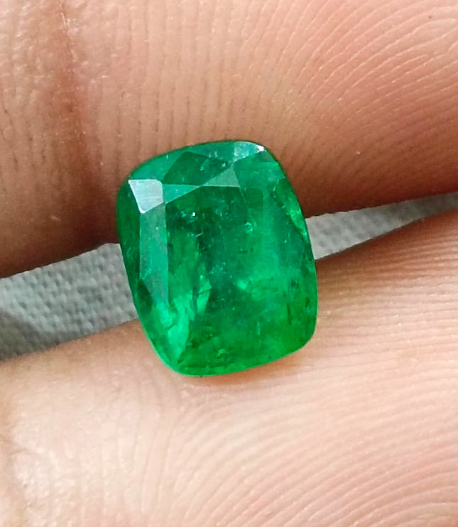 Panjshir Emerald 2.07ct Vivid Medium Deep Green Certified Natural Cushion Cut Loose Gemstone