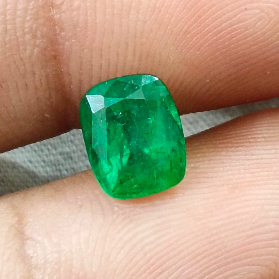Panjshir Emerald 2.07ct Vivid Medium Deep Green Certified Natural Cushion Cut Loose Gemstone