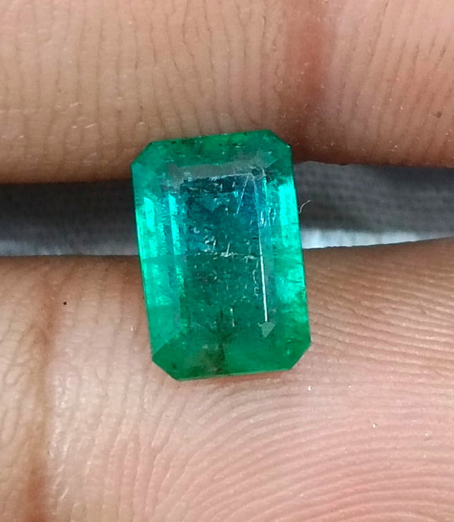 2.35ct Certified Zambian Natural Emerald Octagon Cut Loose Stone