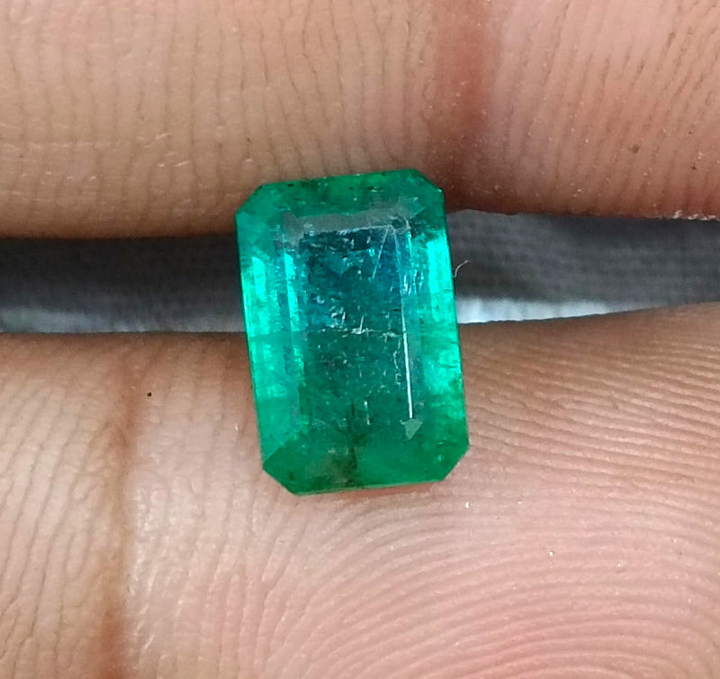 2.35ct Certified Zambian Natural Emerald Octagon Cut Loose Stone