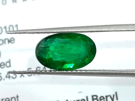 2.46ct Natural Emerald Top Vivid Deep Green Zambian Oval Cut GSI Certified Gemstone