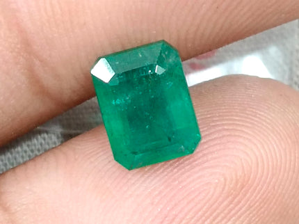 2.20ct Natural Emerald GSI Certified Deep Green Octagon Cut Loose Gemstone