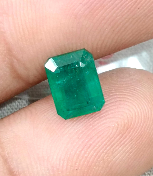 2.20ct Natural Emerald GSI Certified Deep Green Octagon Cut Loose Gemstone