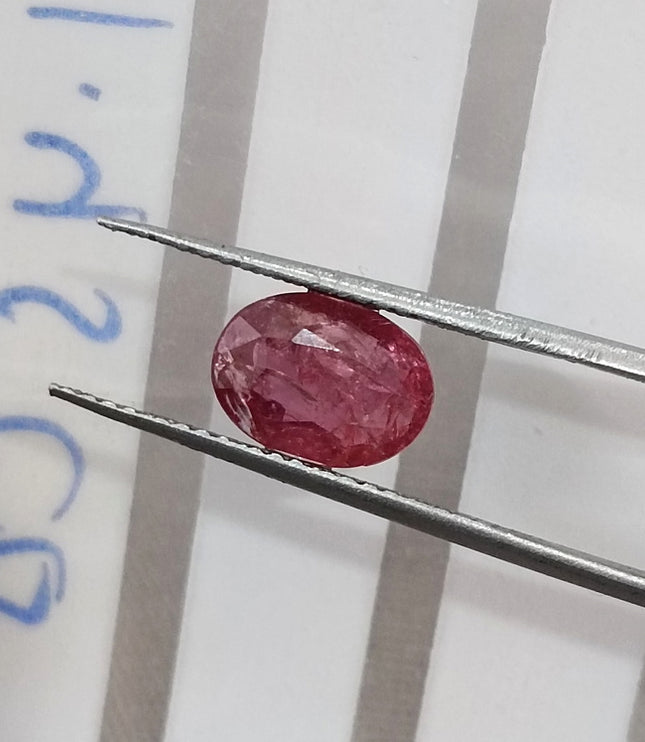 1.45ct Unheated Natural Ruby Mozambique Rasberry Red Oval Gemstone