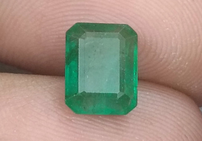 1.78ct GSI Certified Deep Glass Green Zambian Emerald Minor Oiled Loose Gemstone