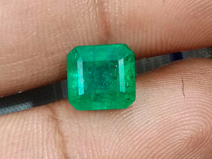 2.97ct Zambian Emerald, Certified Natural Medium Spring Green Octagon Cut Gemstone