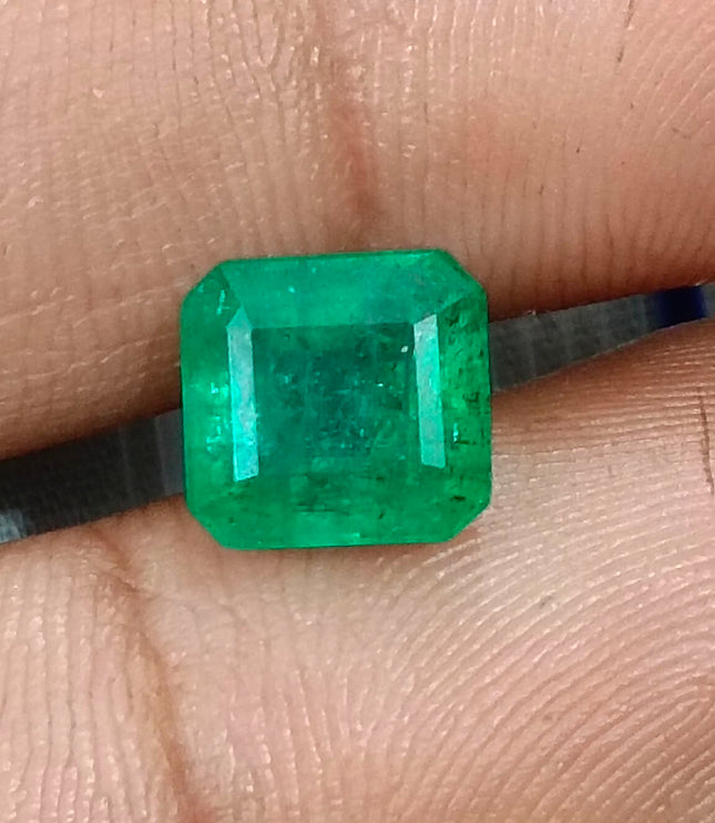 2.97ct Zambian Emerald, Certified Natural Medium Spring Green Octagon Cut Gemstone
