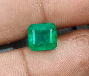 2.97ct Zambian Emerald, Certified Natural Medium Spring Green Octagon Cut Gemstone