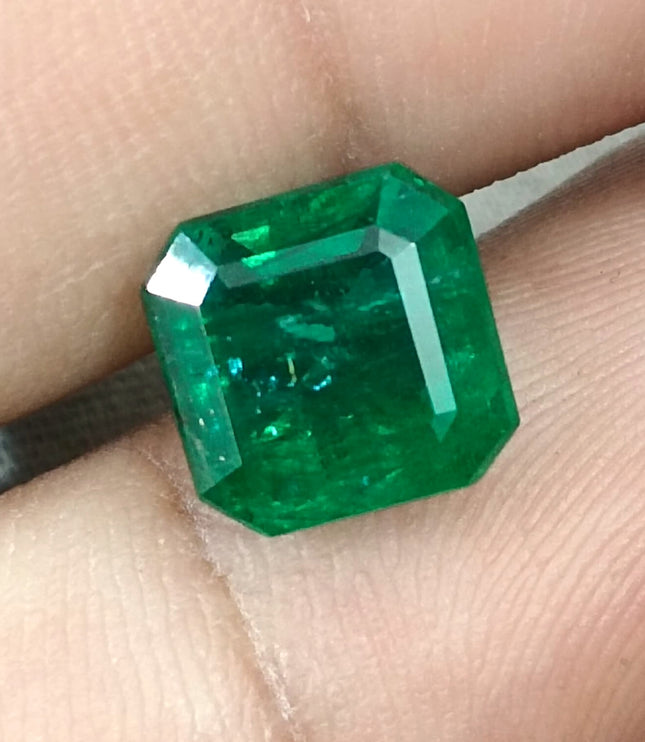 4.78ct Exceptional Top Vivid Green Zambian Emerald, Certified Natural Octagon Cut Loose Gemstone