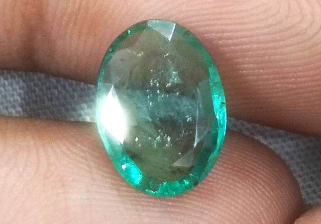 2.74ct GSI USA Certified Water Green Zambian Emerald Minor Oiled Loose Gemstone