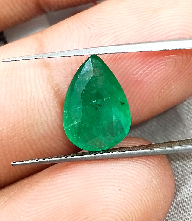 3.25ct Zambian Emerald, Certified Natural Velvet Green Pear Cut Loose Stone