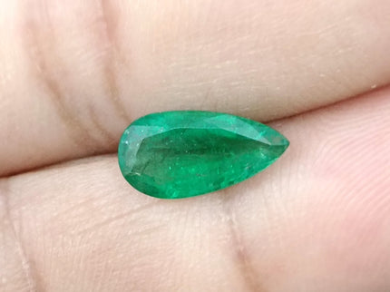 1.81ct Natural Emerald SGL Certified Vivid Velvet Green Zambia Pear Cut Stone
