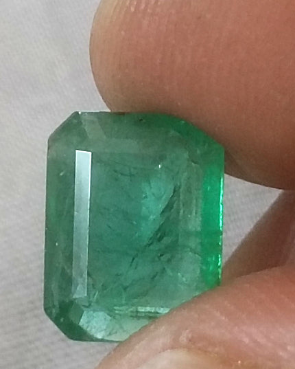 3.94ct GSI USA Certified Medium Green Zambian Emerald Minor Oiled Loose Gemstone
