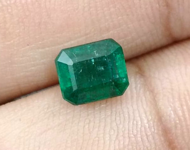 2.22ct Zambian Emerald, Dark Green Octagon Cut Certified Natural Loose Gemstone