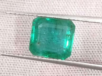 Zambian Emerald 2.67ct Certified Natural Medium Deep Green Octagon Cut Minor Oiled Loose Gemstone