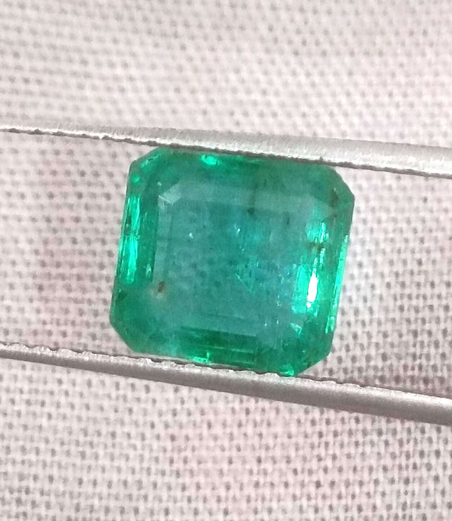 Zambian Emerald 2.67ct Certified Natural Medium Deep Green Octagon Cut Minor Oiled Loose Gemstone