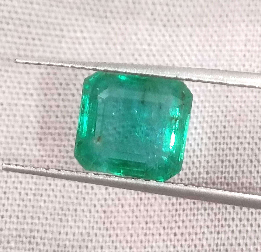Zambian Emerald 2.67ct Certified Natural Medium Deep Green Octagon Cut Minor Oiled Loose Gemstone