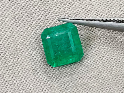 2.97ct Zambian Emerald, Certified Natural Medium Spring Green Octagon Cut Gemstone