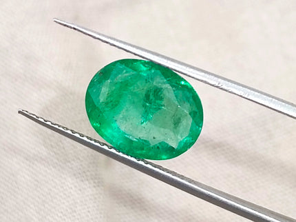 3.05ct Emerald Natural Zambia Medium Deep Green Oval Cut Loose Gemstone