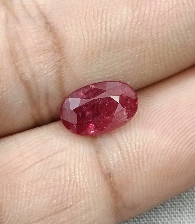 2.60ct Untreated Mozambique Ruby SGL Certified Rasberry Red Oval Cut Gemstone