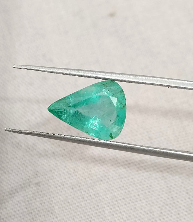 2.00ct Emerald Natural Pastel Green Pear Cut Zambian Loose Minor