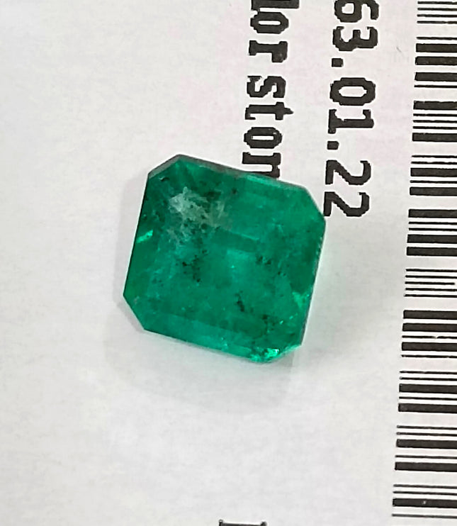 1.60ct Zambian Emerald, Natural Certified Medium Sea Green Octagon Cut Loose Gemstone