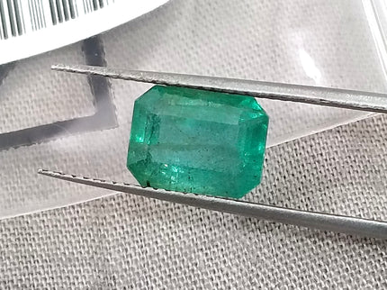 2.93ct Zambian Emerald, Natural Certified Medium bluish Green Octagon Cut Gemstone