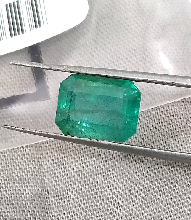 2.93ct Zambian Emerald, Natural Certified Medium bluish Green Octagon Cut Gemstone