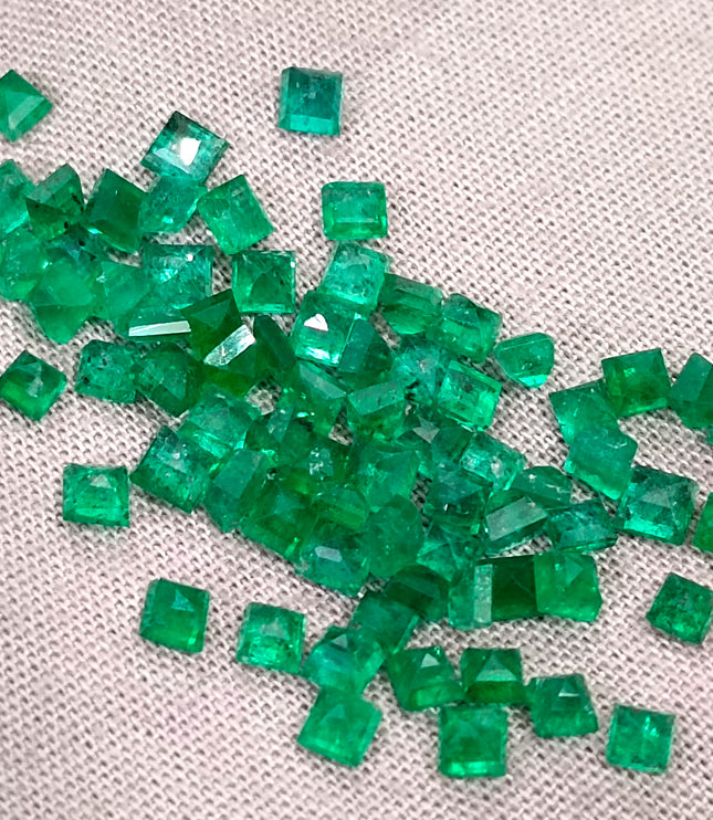 9.56ct Natural Panjshir Emerald Parcel Vivid Deep Green Princess Cut mm size Loose Gemstones