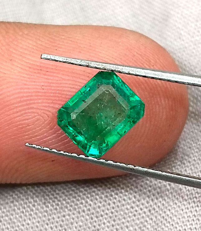 Zambian Emerald 1.70ct Natural Certified Glass Green  Minor Oiled Loose Gemstone